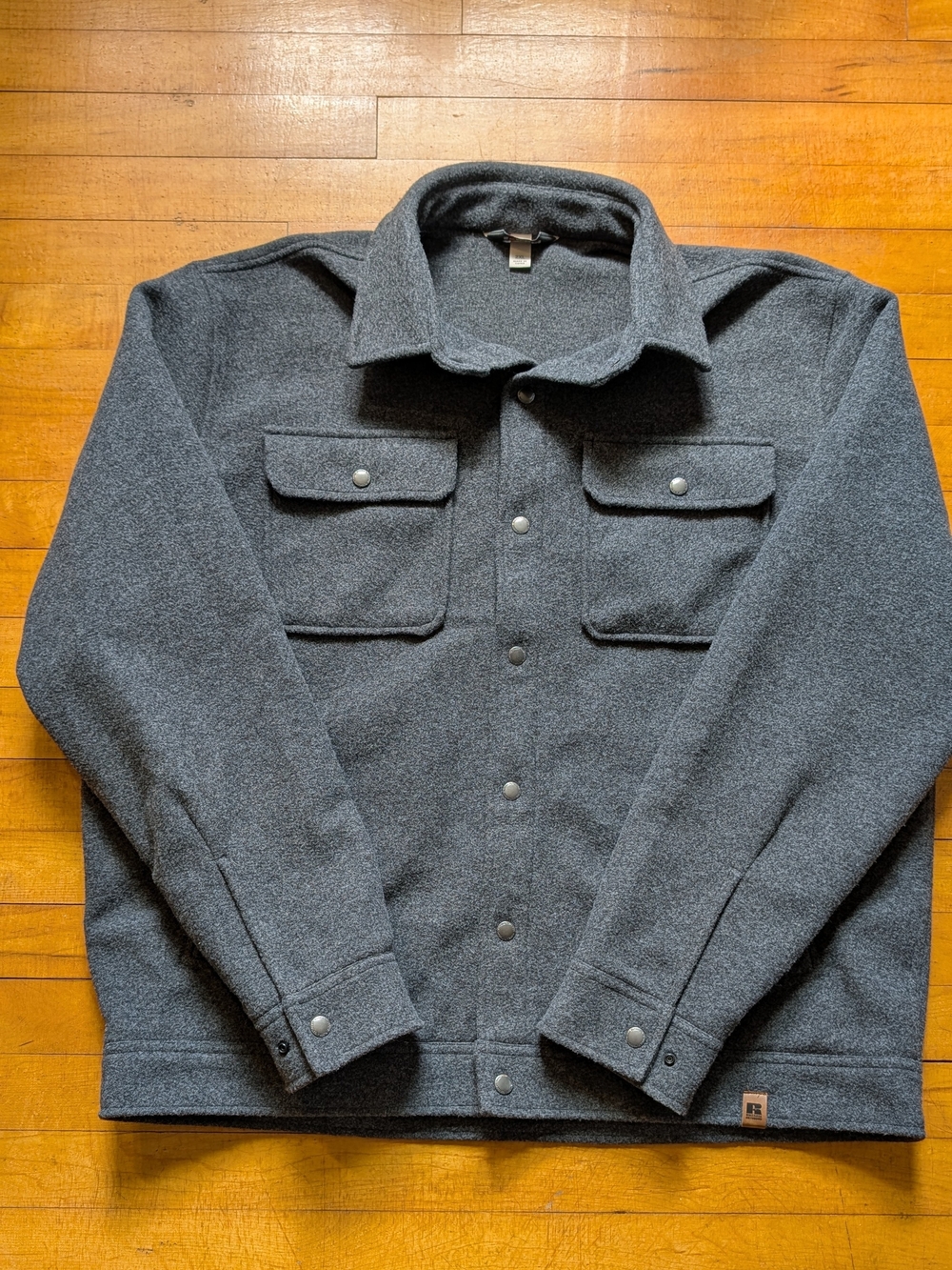 Russell Athletic Charcoal Grey Snap-Front Shirt Jacket